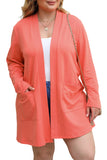 Plus Size Pocketed Open Front Cardigan