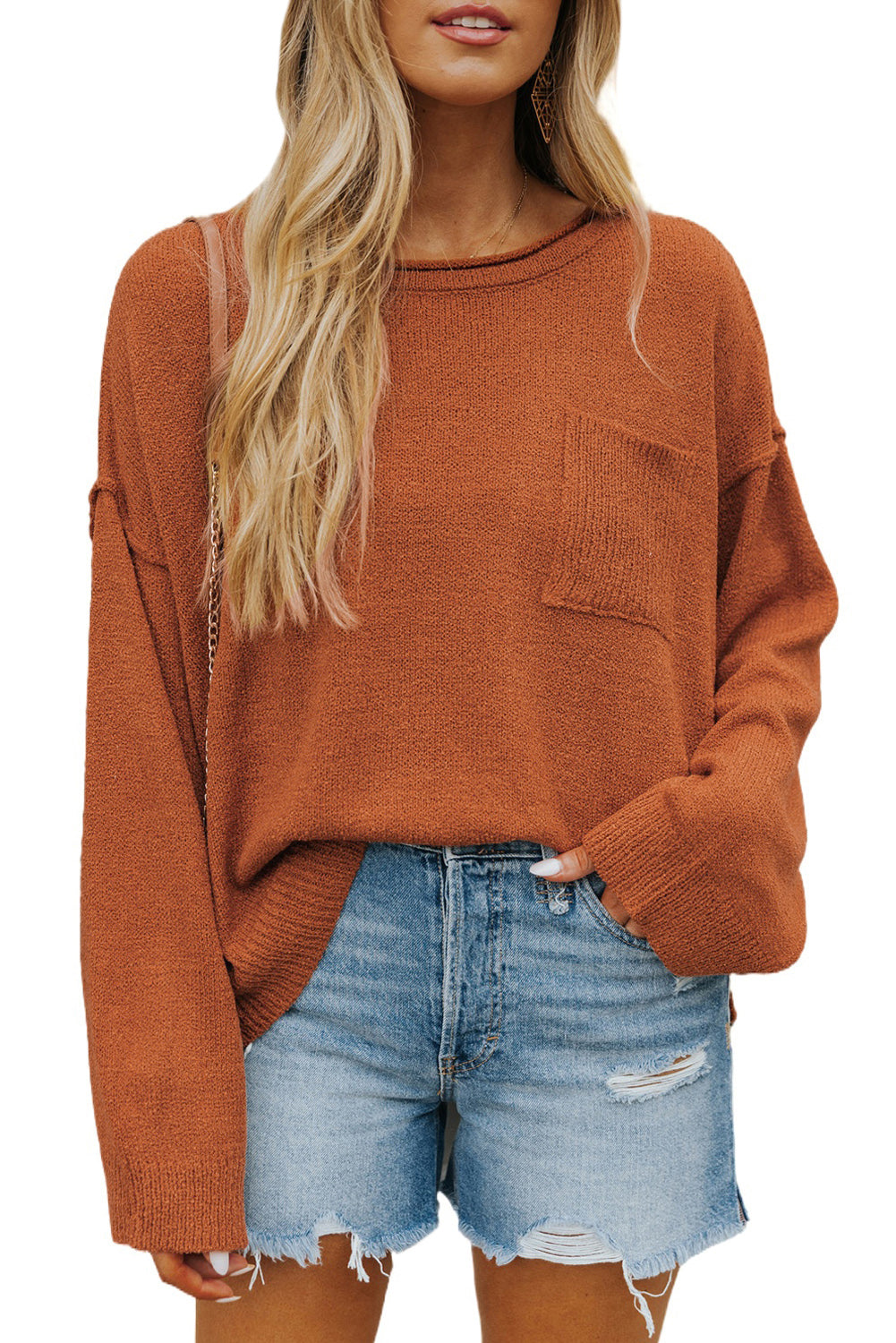 Drop Shoulder Wide Sleeve Loose Sweater