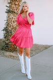 Crossover Smocked Flutter Sleeve Mini Dress