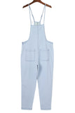 Chambray Pocketed Adjustable Straps Jumpsuit