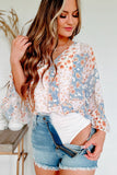 Floral Surplice Wide Sleeve Bodysuit