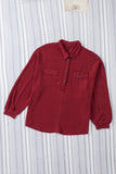 Polo Collar Buttoned Patchy Top with Pockets