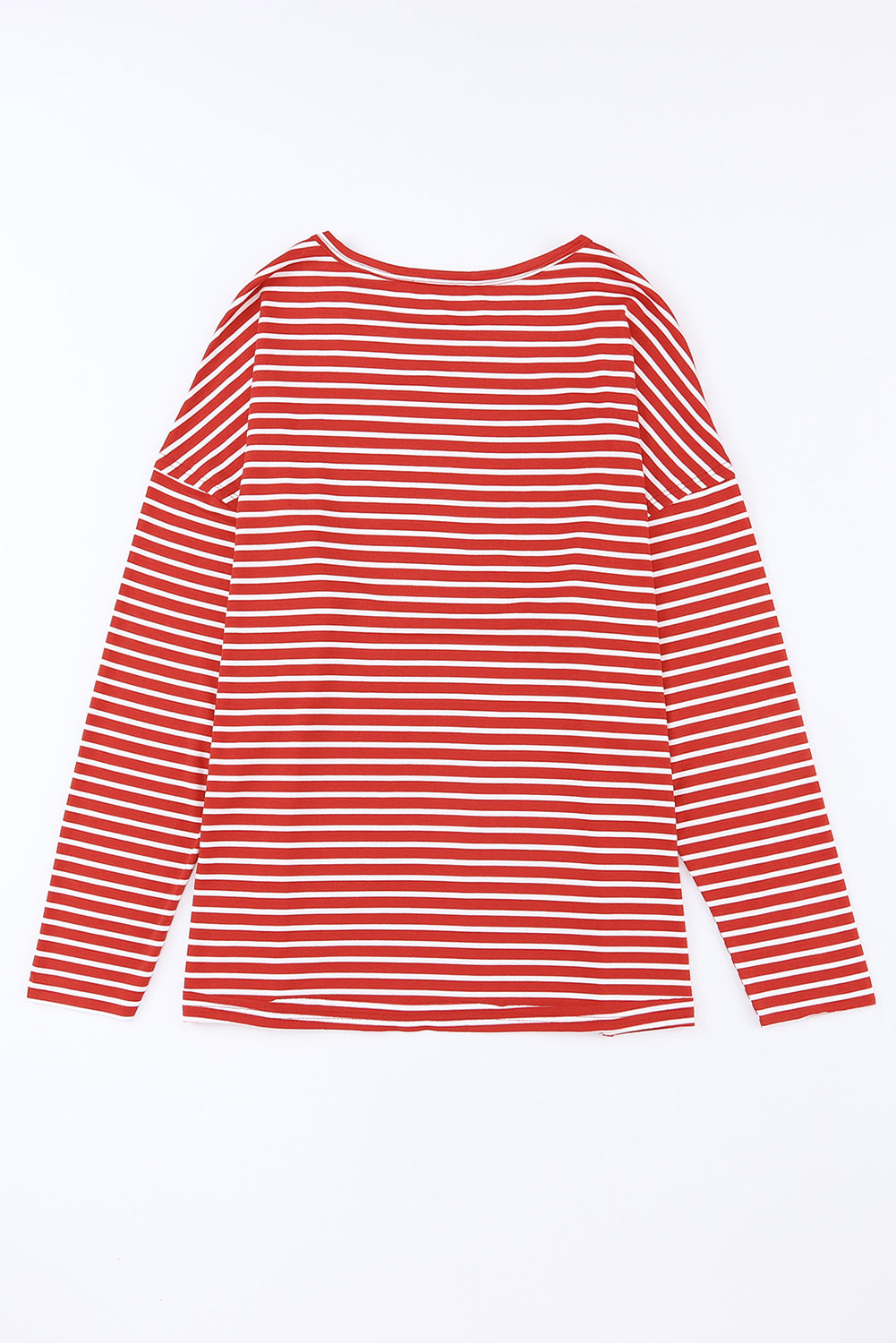 Striped Drop Shoulder Exposed Seam Long Sleeve Top