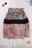 Leopard Tie Dye Colorblock Hoodie