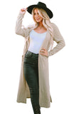 Open Front Pocketed Duster Cardigan with Slits