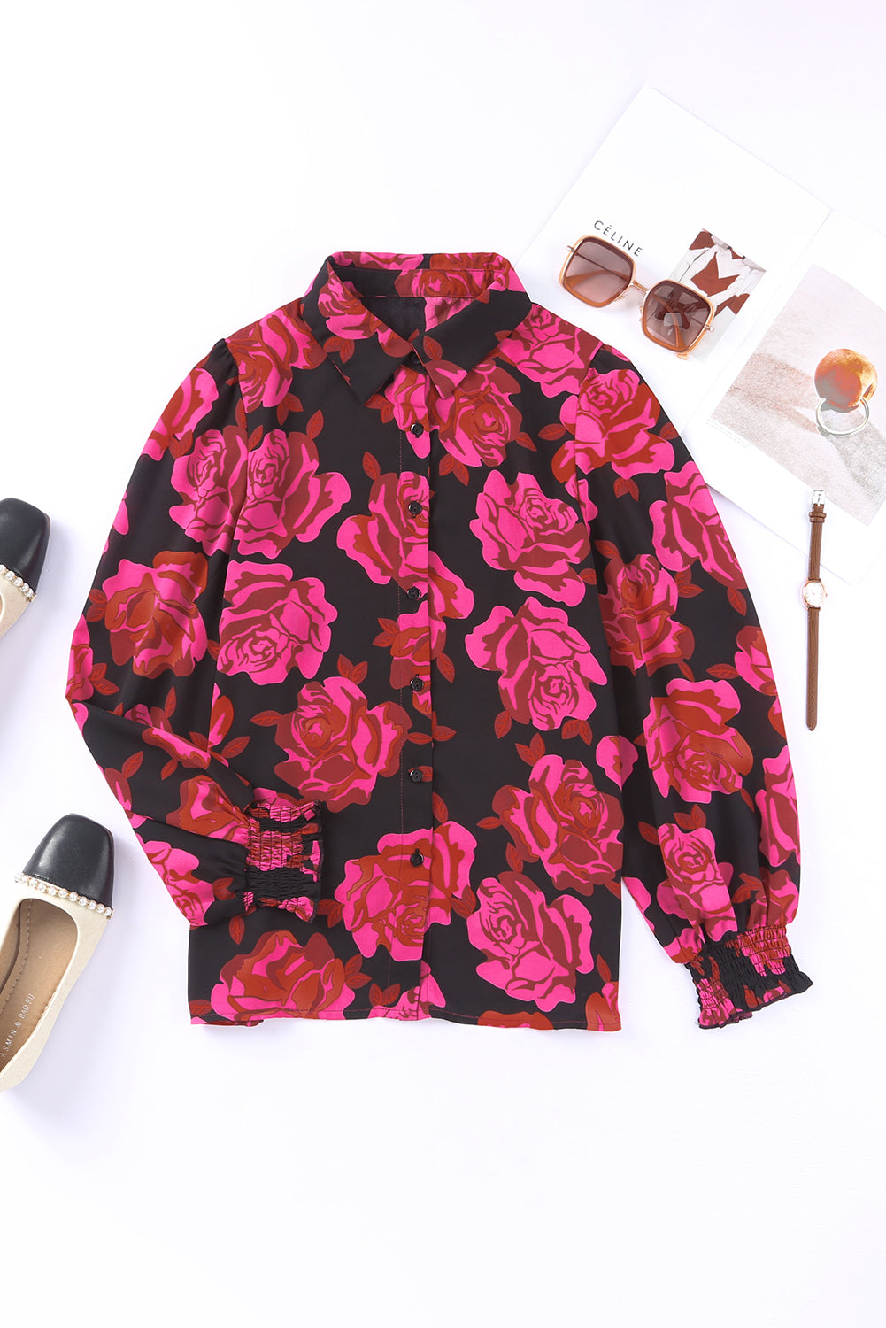 Blooming Allover Puff Sleeve Shirt