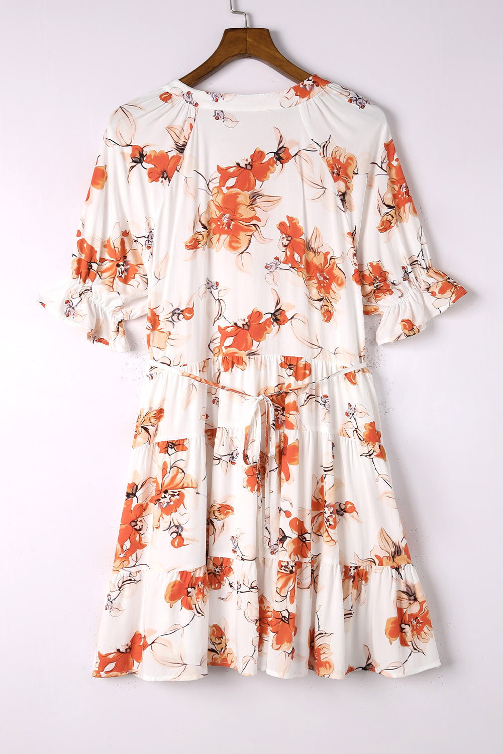 Blooming Floral Tassel Tie Babydoll Dress