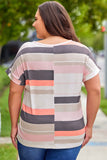 Plus Size Striped Colorblock Print T-shirt