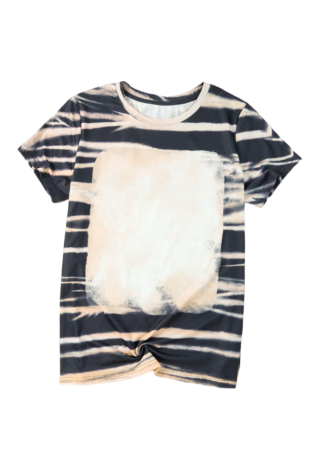 Tie Dye Stripe Print Bleached T-Shirt