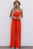 Smocked Spaghetti Straps Wide Leg Jumpsuit