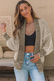 Gray Textured Knit Pocketed Duster Cardigan