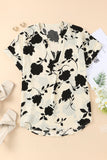 Apricot Floral Printed Short Sleeve Blouse