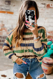 Striped Hollowed Knitted Loose Sweater