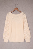 Hollow-out Puffy Sleeve Knit Sweater