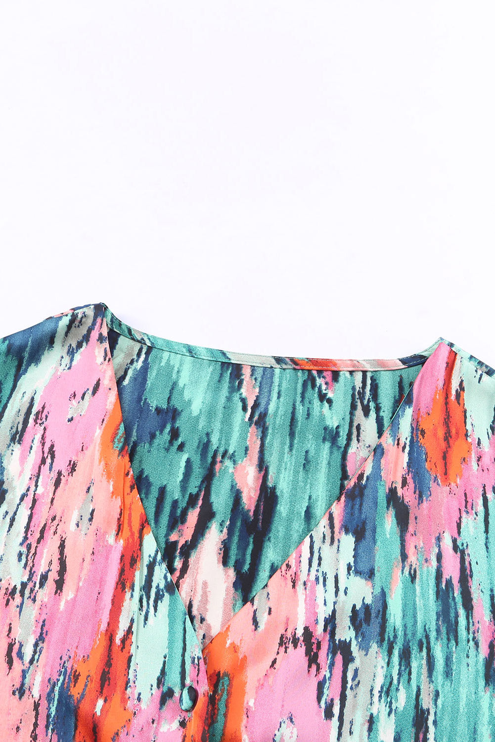 V Neck Abstract Print Long Sleeve Shirt