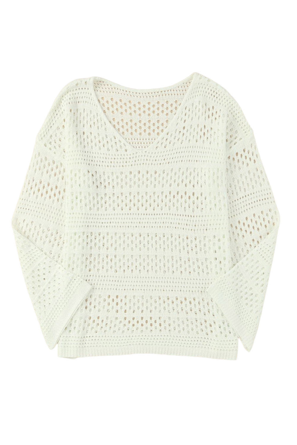 Hollow Out Crochet V Neck Pullover Sweater