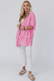 Ruffled Trim Half Sleeve Open Front Kimono