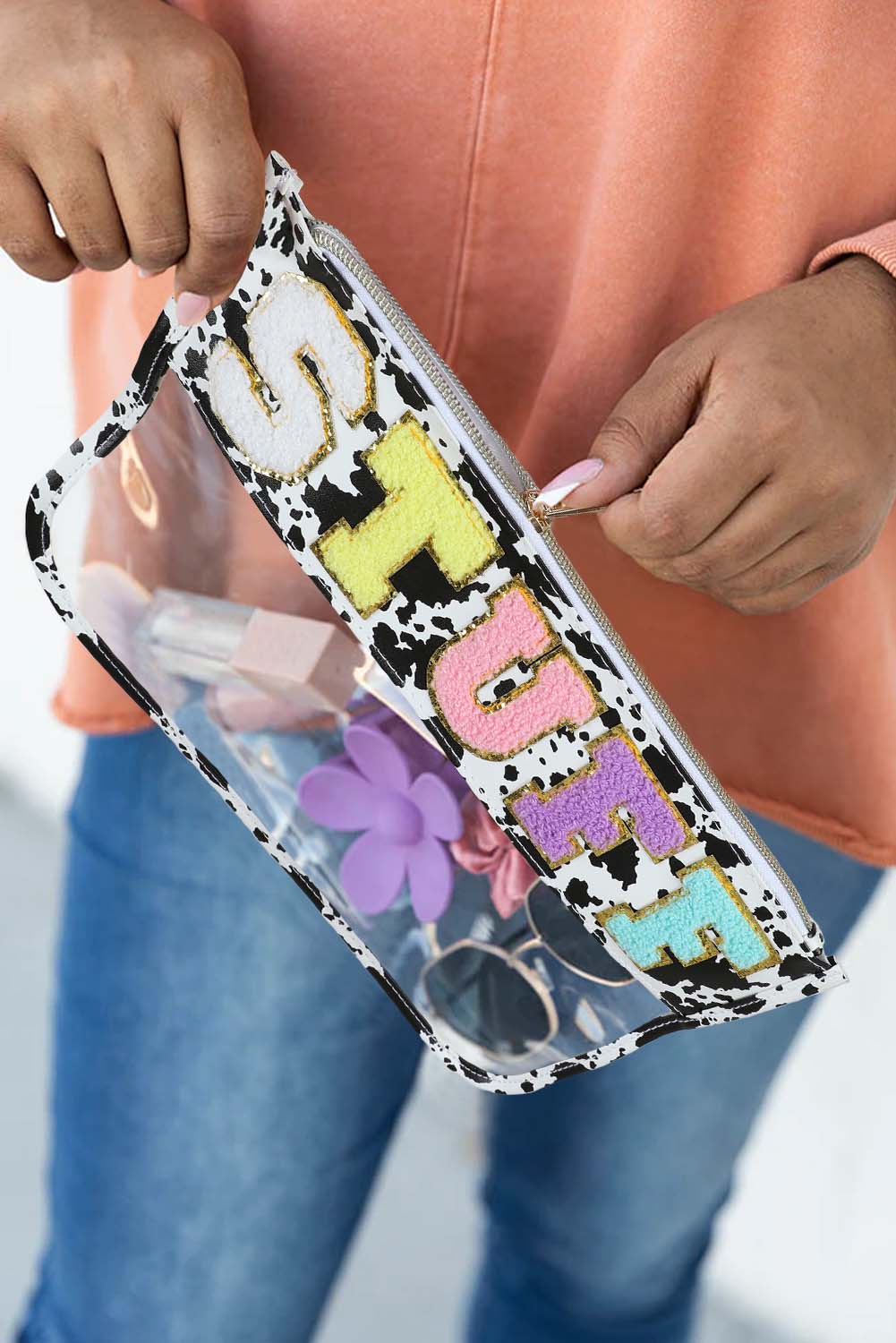 STUFF Print Transparent Zipped Pouch