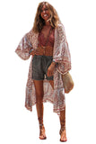 Boho Print Billowy Longline Kimono