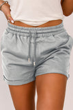 Tie Waist Side Pockets Cuffed Lounge Shorts