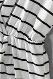 Stripe Wrapped V Neck Short Sleeve Split Dress