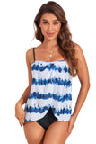 Dyed Stripe Print Spaghetti Straps Tankini Set