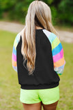 Sequin Color Block Raglan Sleeve Pullover Sweatshirt