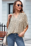 Notch V Neck Wide Sleeve Blouse