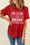 Gray Christmas Santa Hat Snowflake Slogan Graphic Tee