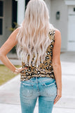 Leopard Print Crew Neck Tank Top