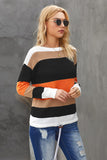 Pull en maille color block orange