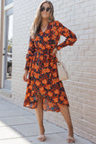 Floral Print Faux Wrap Belted Dress