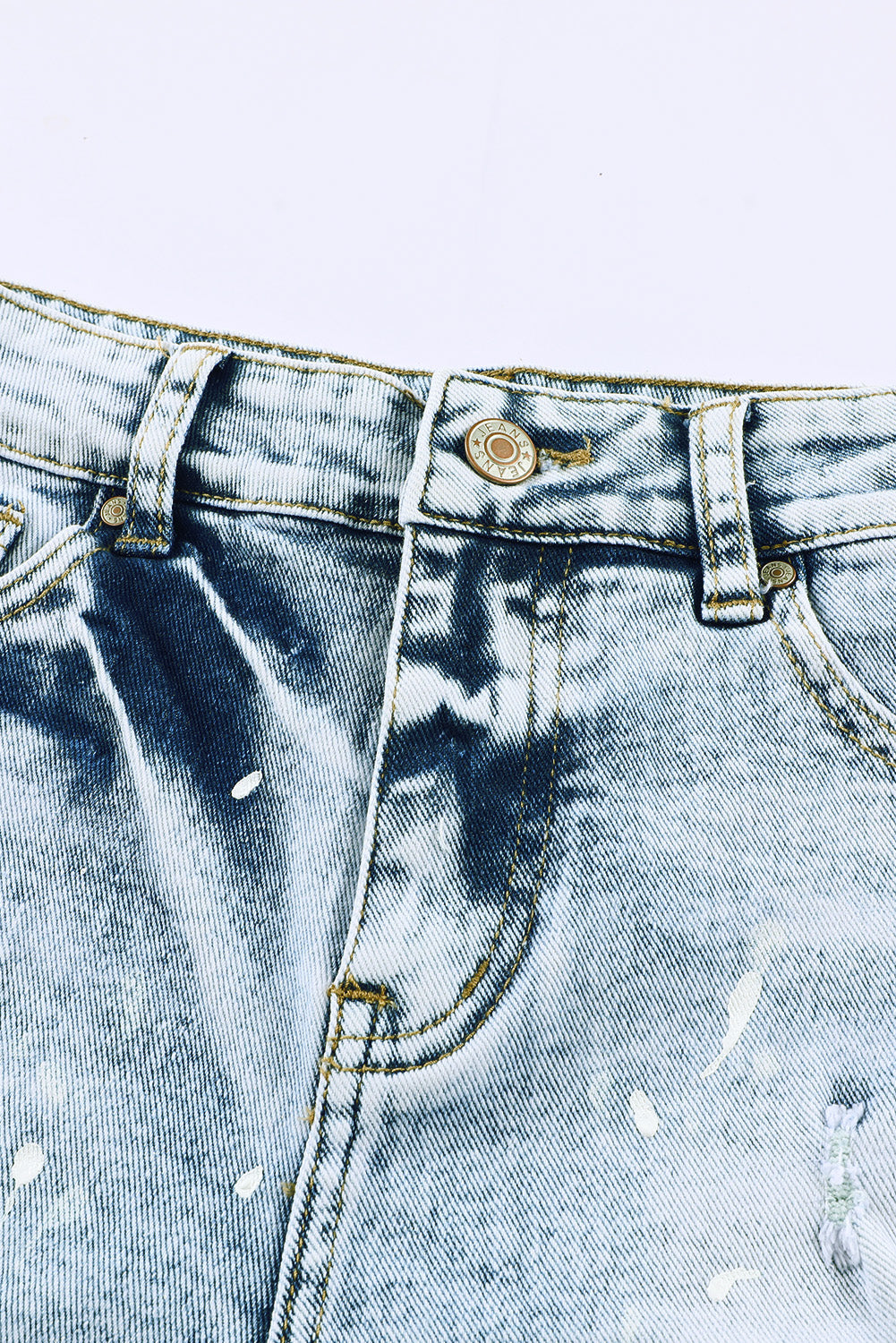 Short en denim blanchi effet vieilli bleu ciel 