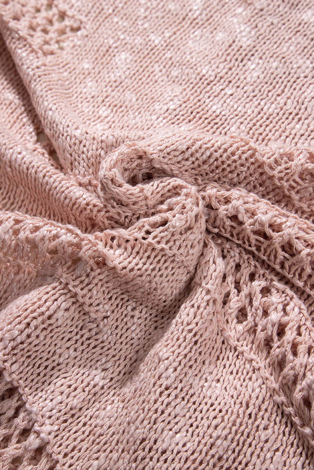 Cardigan décontracté rose à manches dolman en tricot creux