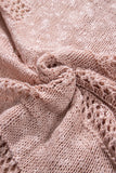 Pink Casual Hollowed Knit Dolman Sleeve Cardigan