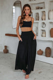 Frill Smocked High Waist Flowy Wide Leg Pants