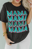 MAMA Letter Print Vintage Leopard Graphic T Shirt