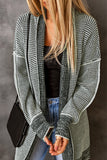 Gray Textured Knit Pocketed Duster Cardigan