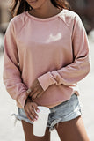 Pink French Terry Cotton Blend Pullover Sweatshirt