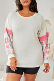 Plus Size Floral Print Raglan Bubble Sleeve Top