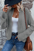 Cardigan gris ouvert sur le devant en tricot Popcorn