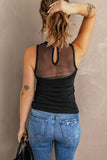 Strappy Mesh Splicing Ribbed Tank Top