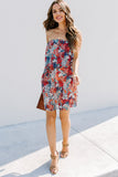 Floral Print Tiered Ruffled Bandeau Mini Dress