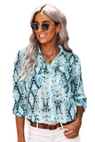 Chemise bleue à imprimé serpent sauvage avec poches 