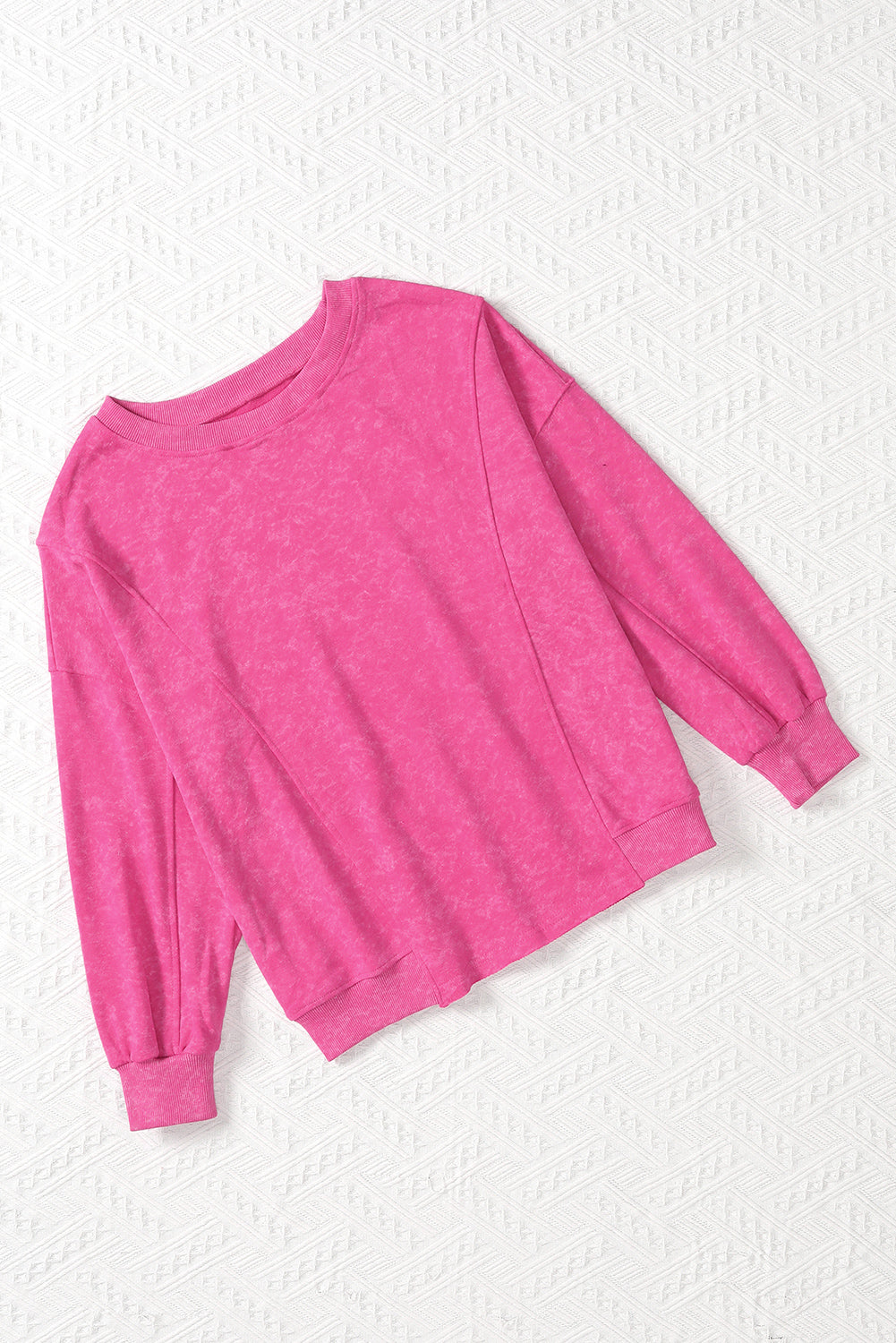 Sweat-shirt ample à épissure unie Rose