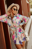 Floral Print Wrap Tie Mini Shirt Dress