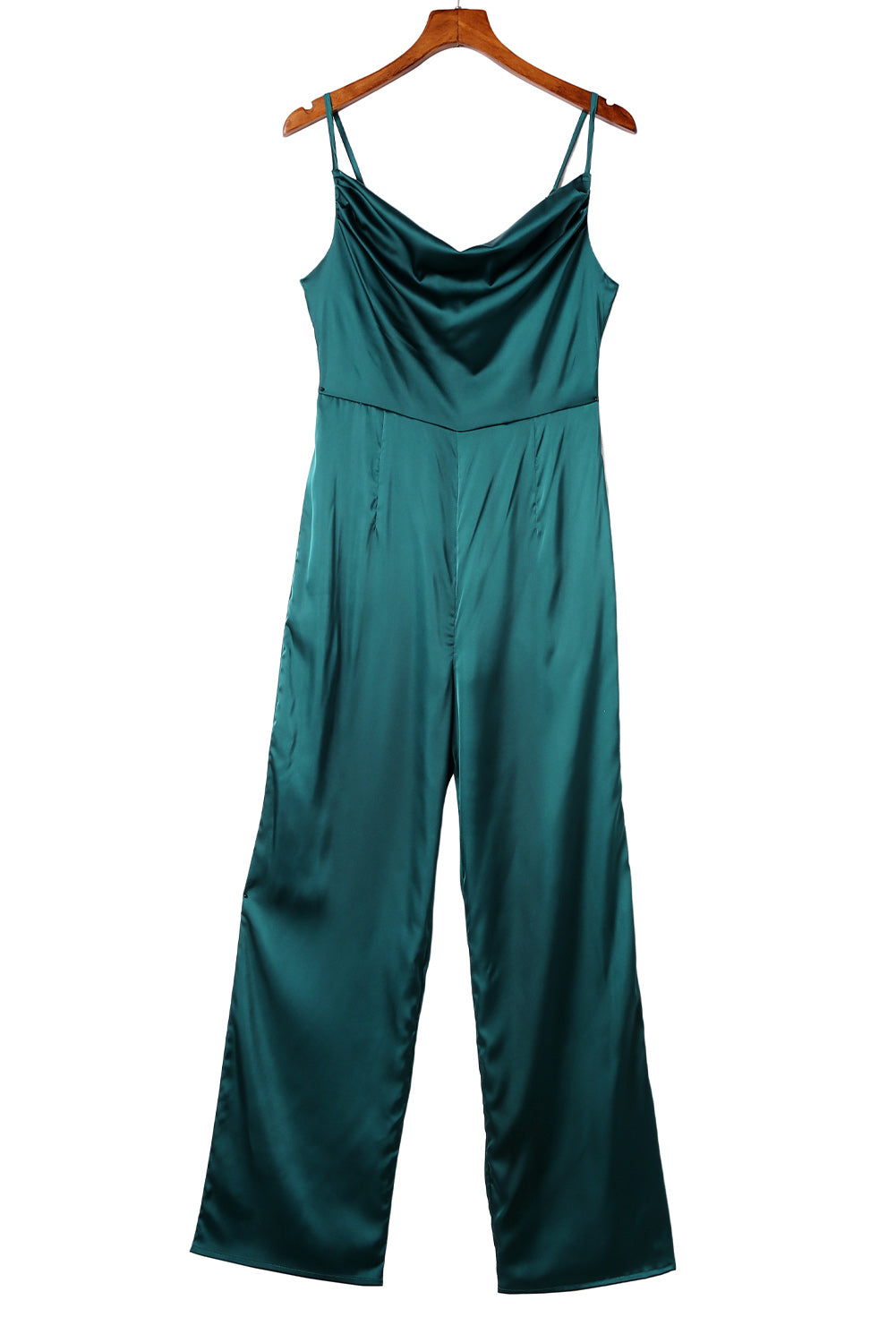 Spaghetti Straps Cowl Neck Satin Jumpsuit