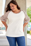 Splice Ruffle Half Sleeve Plus Size T Shirt