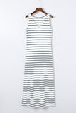 Striped V Neck Sleeveless Maxi Dress