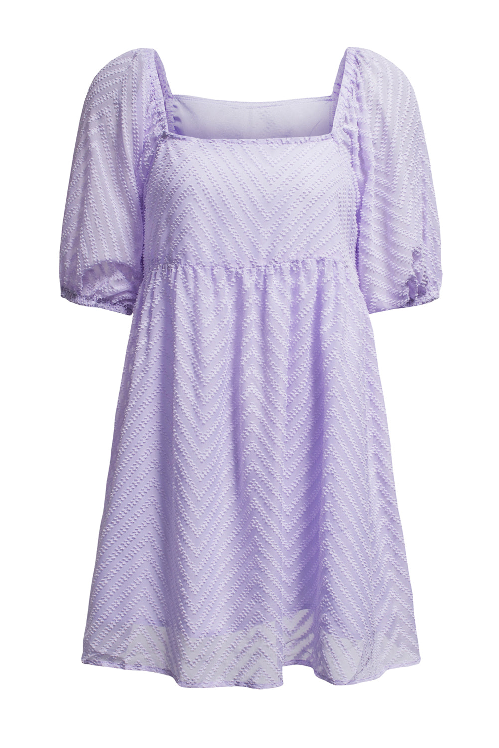 Mini-robe babydoll violette à col carré et manches bouffantes